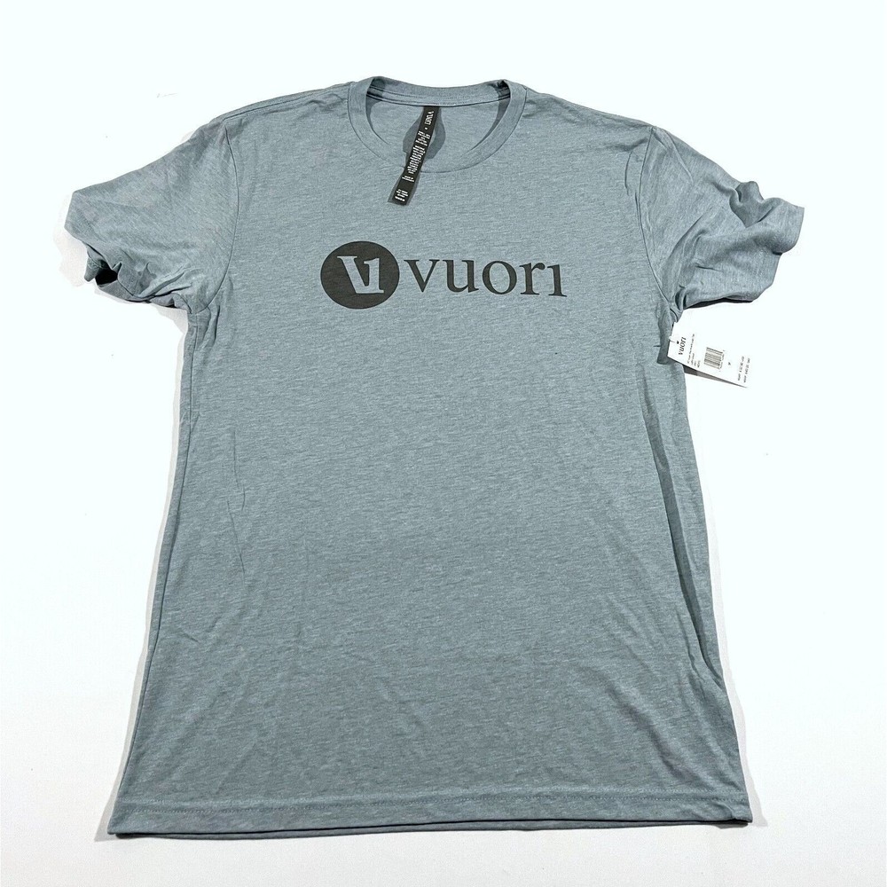 Vuori Shirt Mens Medium Blue V1 Wordmark Logo Tee T-Shirt Soft Gym V901 NWT